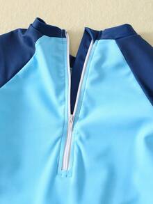 SHEIN Áo liền quần dài tay thoải mái, dễ thương cho bé trai/bé gái, thích hợp cho các hoạt động ngoài trời, kỳ nghỉ, bơi lội, suối nước nóng, bãi biển, lướt sóng, mùa xuân/hè. - Nhiều màu - Xem 8