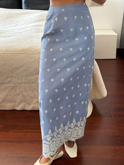 DAZY 女士夏季度假镂空刺绣A字裙