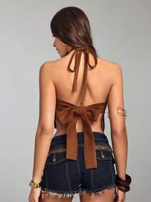 ROMWE Hippie 嬉皮风复古金属多层流苏女式背心 - 駝色 - 查看 6