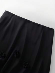 GlowEve CURVE 大码女式3D立体花卉装饰优雅百搭约会派对裙 - 黑色 - 查看 7