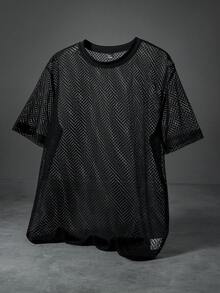 PAVTROS Men T-Shirts Fit Crew Neck Short Sleeve Sexy Fashion Men Summer Mesh Top Tee - Black - View 1