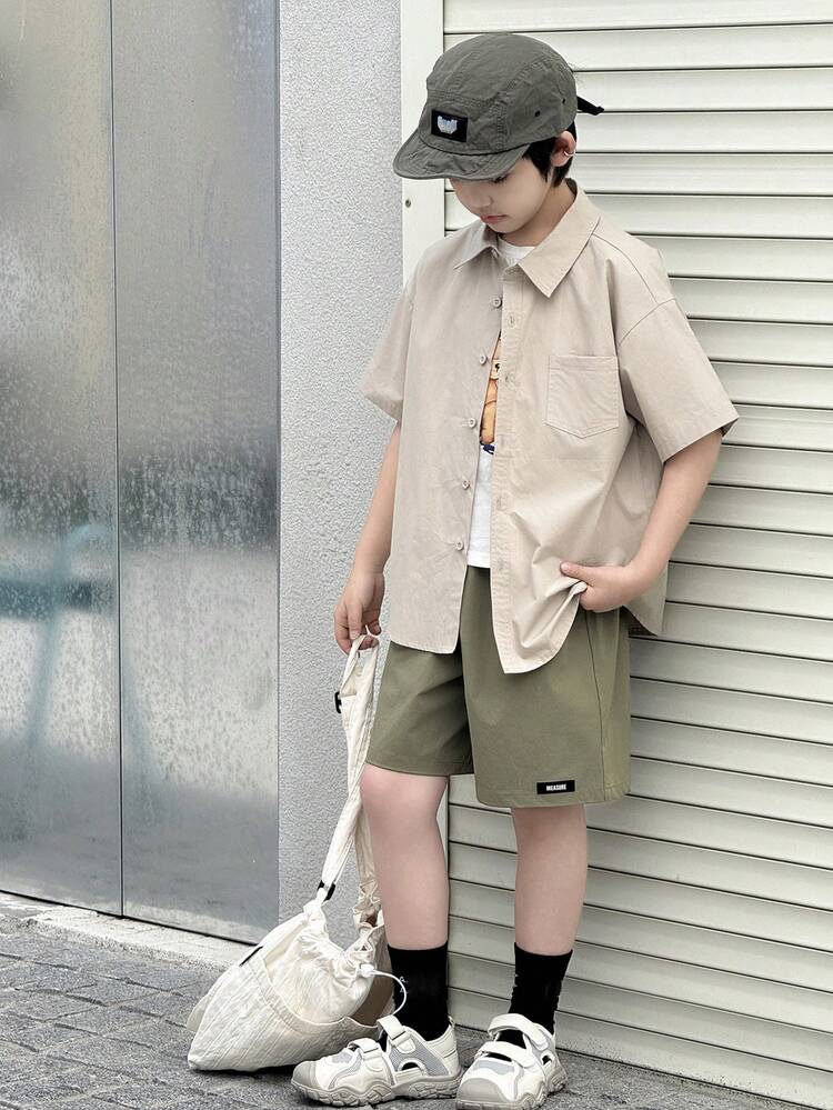 Tween Boys' Casual Pocket Decor Versatile Daily Wear Shorts
