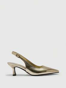 CUCCOO BIZCHIC Fashion Pointed Empty Word With High Heels Women's Shoes - Gold - View 2