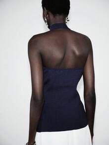 SHEIN Luminelle Shoulder Strap Knit Camisole Top For Women, Summer New Design - Blue - View 2