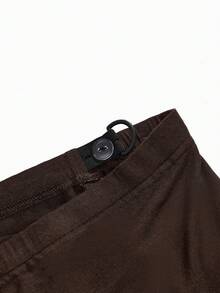 Modmama Maternity Solid Color Adjustable Waist Casual Flare Pants - Brown - View 14