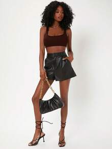 SHEIN BASICS Women's Streetwear Sexy Basic Camisole Top - Coffee Brown - View 3