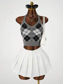 GlowEve 女士时尚性感菱形吊带针织上衣 - 彩色 - 查看 4