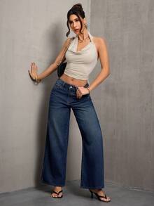 SHEIN ICON Women's Casual Washed Flare Leg Jeans, Suitable For Vacation, Daily Wear, And Commuting - Blue - View 4