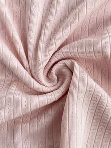 Elamini Damen süße hellrosa Schleife Rüschen Saum Kurzarm Top - Babypink - Übersicht 5