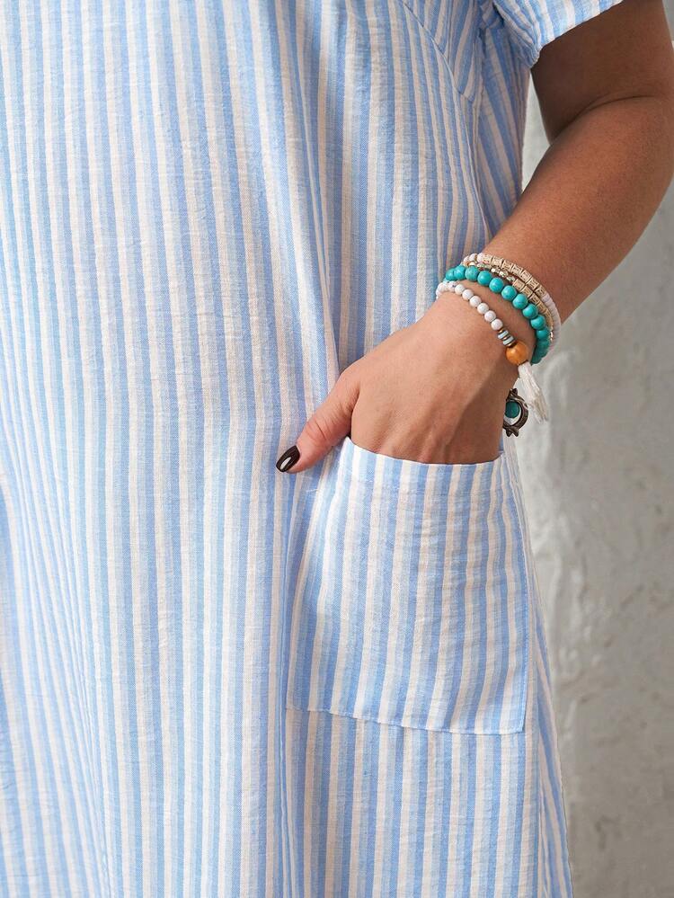 Plus Size Women Striped Pocket Short Sleeve Dress/Summer/Vacation,Summer Dresses For Women,Spring Outfit Women ,Spring Dresses,Vacation Dresses Plus Size Summer Dress Blue Striped Dress Plus Size Light Blue Dress Linen Dresses For Women Summer Dresses For Women Plus Size Summer Casual Dress Pocket Dresses For Women Summer Dress With Pockets Short Sleeve Summer Dress Casual Dresses For Women Summer Dress With Pockets For Women Plus Size Summer Dresses With Pockets Picnic Dresses For Women Women Casual Dresses Women's Summer Dresses Dresses With Pockets For Women