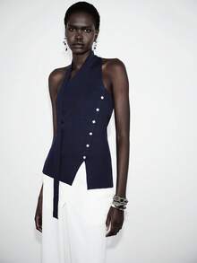 SHEIN Luminelle Shoulder Strap Knit Camisole Top For Women, Summer New Design - Blue - View 3