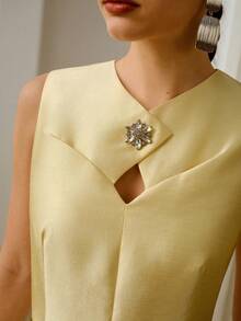 ZEYLAH Design Collar Sleeveless Elegant Long Dress, Spring/Summer - Yellow - View 2