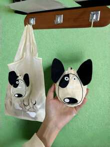 Joivida 可爱狗狗骨头图案宠物爱好者手提袋，大容量可折叠购物袋，女士适用，送朋友的礼物，米色或蓝色工作旅行包，日常使用 - 彩色 - 查看 7