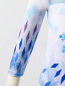 SHEIN Young Girl Fashionable Snowflake Print Casual Jumpsuit - Multicolor - View 6