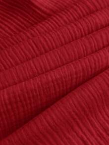 Comfortcana Quần ống rộng dáng suông, màu trơn, chất liệu vải nhăn, có dây rút, thích hợp cho kỳ nghỉ hè, cỡ lớn. - Đỏ - Xem 7