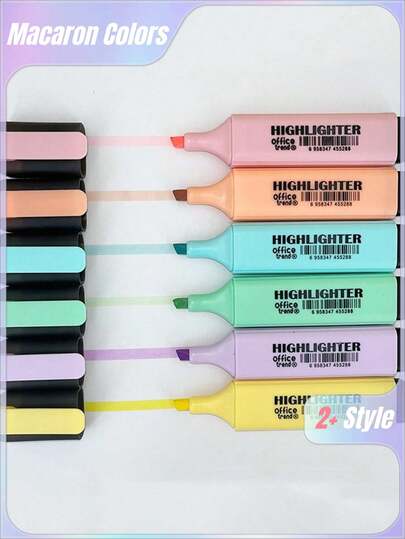 6pcs Macaron Color Highlighter Pen Set For Students, Fresh Color Tone Back To School