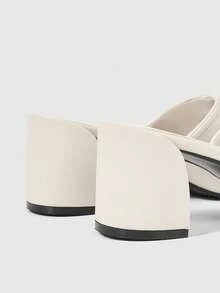 Sleekvia Sandal đế thô màu be, hở mũi, tối giản, thời trang, gợi cảm, gót trung bình. - Màu hạnh nhân - Xem 9