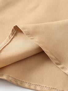 GlowEve Women's Khaki And Black Contrast Trim Lapel Collar Double-Breasted Waist Cinched Elegant Casual Commute Fashion French Versatile Holiday Business Khaki Contrast Black Sleeveless Trench Coat, Early Spring/Spring & Summer - Khaki - View 8