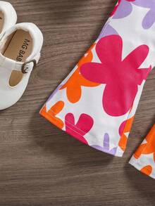 SHEIN LMoss Kids 女婴无袖碎花休闲夏季前长后短背心套装 - 白色 - 查看 3