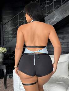 5pcs Plus Size Women Uniform Sexy Lingerie Set - Multicolor - View 2
