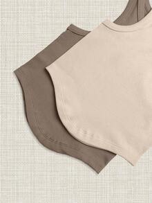 Easithlete Contrast Mesh Raglan Sleeve Crop Sports Long Sleeve Tee Gym Topworkout Tank Top - Multicolor - View 3