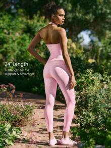 GLOWMODE 24" FeatherFit™ Renew Leggings With Built-In Underwear Low Impact Yoga Pilates Daily - Pink - View 3