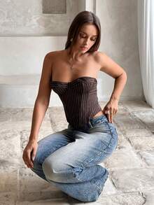 Aloruh Áo ngực nữ thanh lịch, co giãn, họa tiết da báo, kiểu cúp ngực, corset ôm sát, cúp ngực xếp ly, dây đeo vai thắt nơ, thích hợp cho các buổi hòa nhạc, nhạc đồng quê, hộp đêm và các bữa tiệc gợi cảm. Áo corset dự tiệc gợi cảm và thanh lịch. - Màu Khaki - Xem 8
