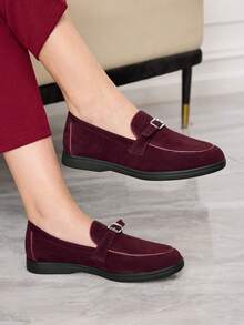 Sleekvia Casual Versatile Commuting Fringe Decor Flat Loafers - Red - View 4