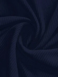 GlowEve CURVE Plus Size Beaded & Rhinestone Embellished Off-Shoulder Long Sleeve T-Shirt Women's Pullover Beaded Top Navy Blue Top Ribbed Long Sleeve Butterfly Detail Dark Blue Top Sparkly Navy Blue Top Pullover For Women Sequin Embellished Top Navy Blue Sweater - Navy Blue - View 3