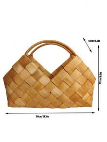 Madebyblanc 1个手工竹编手套花篮，DIY手提篮创意礼品花篮，节日派对活动礼品包装纪念品 - 杏色 - 查看 8