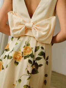 ZEYLAH Vestido de longitud media sin mangas con estampado floral de patchwork - Albaricoque - Ver 2