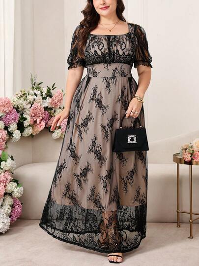 Reflora Plus Size Women Lace Square Collar Petal Sleeve Elegant Dress,Summer,Spring,Summer Outfits ,Summer Clothes,Summer Holiday Outfits,Spring Outfit Women,Spring Clothing,Spring Women,Summer Dress,Spring Dress, Elegant Dresses For Women ,Elegant Dress For Women,Elegant Dresses,Elegant Dresses For Party ,Elegant Long Dress ,Luxury Evening Dresses For Women,Luxury Women's Jalabiya,Luxury Evening Dress For Women ,Luxury Evening Dresses For Weddings,Luxury Women's Abaya,Summer Dress,Spring Dress,Wedding Guest Dress For Women ,Wedding Party Dress,Wedding Guest Dress,Luxury Evening Dresses For Weddings ,Bridesmaid Dress,Wedding Guest Dresses,Dress For Wedding Guest,Wedding Guest Party Dress,Luxury Dresses,Wedding,Weddings & Events,Wedding,Summer Dress,Spring Dress Black Dress Black Skirt Black Peplum