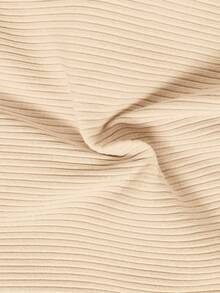 SHEIN Tween Girl Basic Casual Spring/Summer Knit Round Neck Fitted Butterfly Applique Dress - Apricot - View 3