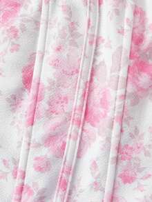 Skyraze 女士印花系带露脐上衣和褶皱腰半身裙两件套，度假风 - 粉色 - 查看 9