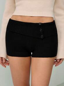 SHEIN Tall 女士休闲夏季针织裤，秋冬季 - 黑色 - 查看 6