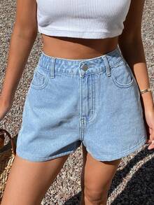 Livesso Women's Casual Fashionable Denim Shorts - Blue - View 1