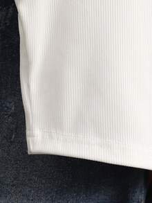 Squishy Teens' Casual Contrast Color Collar & Cuff Tank Top - White - View 4