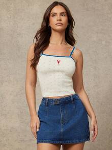 WESTFADE Button Front Cotton Blend Denim Mini Skort Spring, Resort Wear, Summer, Casual, Cute, Boho, Nashville, Cowgirl, Western Clothes For Women, Vacation - Dark Wash - View 3
