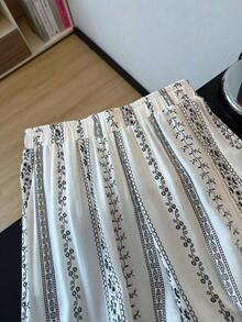 Franclia 女士复古宽松亚麻阔腿裤，休闲版型，2026 新款 - 米色 - 查看 7