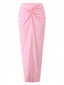 Swim Oasis 2026春夏新款女士纯色抹胸泳衣、泳裤、网纱长裙沙滩度假泳装套装 - 粉色 - 查看 5