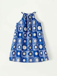 Maija Kids Maija Kids 1件装少女休闲优雅度假宽松可爱彩色碎花吊带无袖连衣裙，适合日常穿着、返校、郊游、聚会、节日、春夏穿着。 - 彩色 - 查看 3