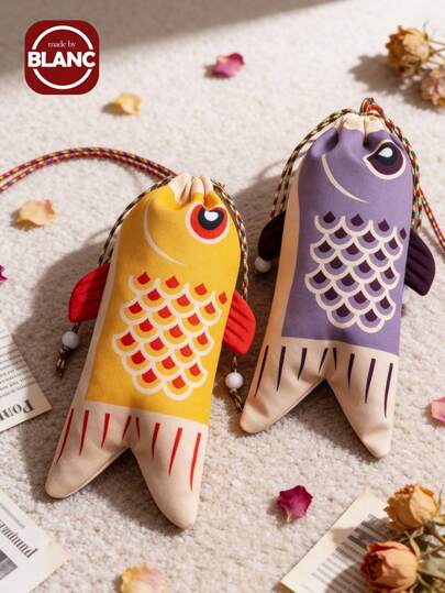 Madebyblanc 6pcs Fish-Shaped Empty Sachet Pendant, Portable Exquisite Embroidered Aromatherapy Bag, Traditional Dragon Boat Festival Scented Bag For Rt, Lavender And Spices Storage, DIY Car, Wardrobe, Bedroom, Office Home Decor Scented Bag, Car Aromatherapy Bag/Car Storage Bag, Lightweight Pe Can Be Used As Bag Charm, Handmade Blessing Scented Bag Symbolizing Good Luck, Health And Safety, Perfect Holiday Gift For Women And Daily Decorations