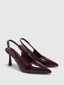 CUCCOO BIZCHIC 女鞋尖头细高跟鞋深红色时尚简约百搭日常通勤上班购物女高跟鞋露跟鞋女鞋 - 深紅色 - 查看 7