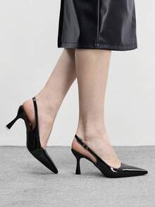 CUCCOO BIZCHIC Women Shoes Pointed Thin High Heels Black Fashion Simple Basic Daily Versatile Commute To Work Shopping Women's High Heels Shoes After Lifting Slingback Shoes Women's Shoes Spring Shoes - Black - View 4