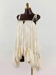 GlowEve Women's Chiffon Layered Ruffle Slip Dress - Beige - View 4