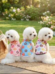 PETSIN Pet Spring New Dog Clothes Animal Supplies Pet Clothing Dog Tank Top Cat T-Shirt Teddy Outfits Small Animal Attire Casual Cool Tank Top Dog Clothes Cat Clothes Two-Season Spring & Summer New Tank Top - Multicolor - View 5