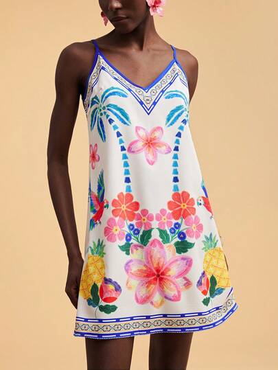 Travachic ملابس علوية كامي مطبوع بزهور رومانسي للنساء، مناسب للعطلات الصيفية