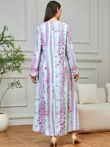 Al Najma 女士碎花休闲连衣裙，宽松版型，适合日常穿着和度假 - 粉色 - 查看 2