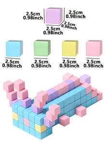 MINKOJA 大号马卡龙磁性积木，儿童磁性魔方，男孩女孩通用，磁性片，随机颜色，旅行玩具，复活节礼物，积木，积木套装，磁性积木 - 彩色 - 查看 2