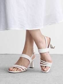 CUCCOO BIZCHIC Sandalias de tacón para mujer - Blanco - Ver 3